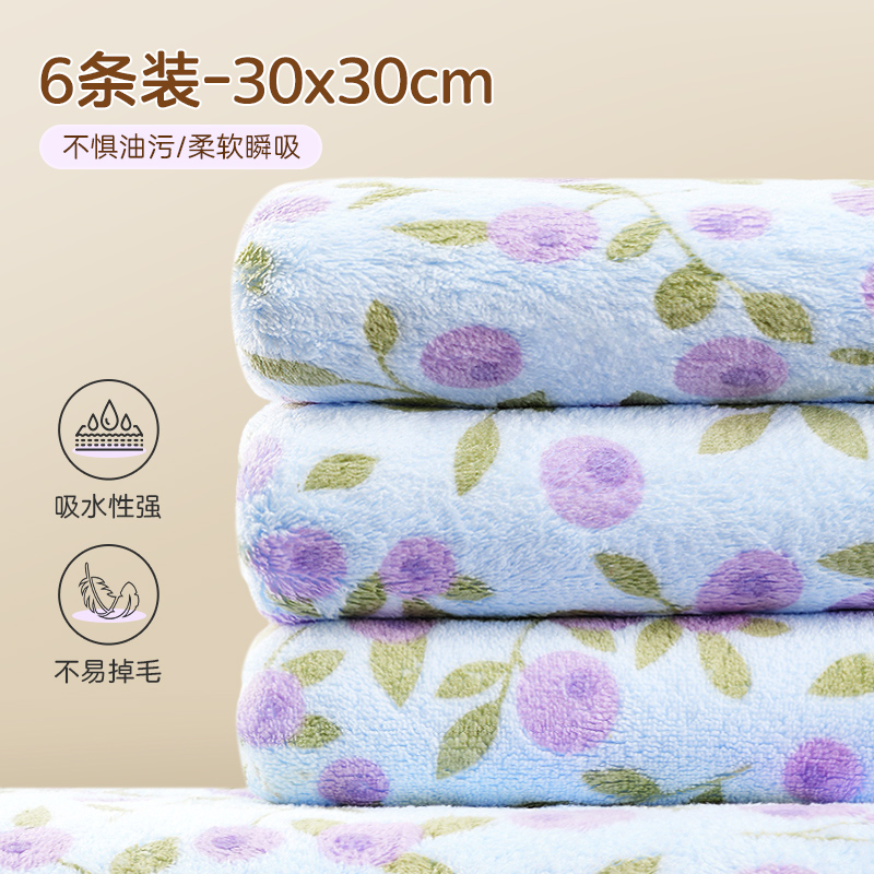 6条珊瑚绒抹布【强吸水/不易掉毛/去油污】